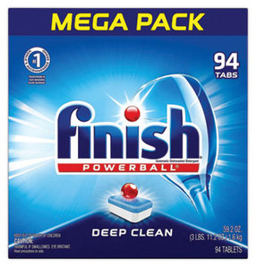 FINISH® Powerball Dishwasher Tabs. Fresh Scent. 94 tabs/box, 4 boxes/carton.