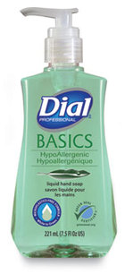 Dial® Professional Basics MP Free Liquid Hand Soap in Pump Bottles. 7.5 oz. Unscented. 12 bottles/carton.