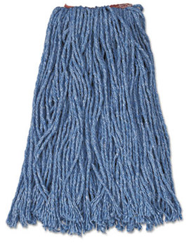 Rubbermaid® Commercial Cotton/Synthetic Cut-End Blend Mop Head with 1 inch Band. 16 oz. Blue. 12/carton.