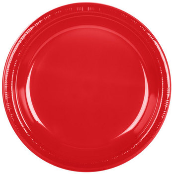 Touch of Color Plastic Plates. 10.25 in. Classic Red. 12/20 case.