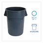 A Picture of product BWK-44GLWRGRA Boardwalk® Round Waste Receptacle. 44 gal. Gray.