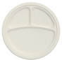 A Picture of product DCC-10PSC3R Bare® by Solo® Eco-Forward® Sugarcane (Bagasse) Round 3-Compartment Dinnerware Plates. 10 in. Ivory. 500 per cs (4/125)