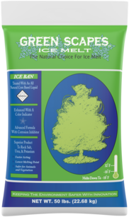 Green Scapes Ice Melt.  Melts to: -10ºF, 50 lb. Bag