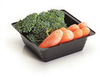A Picture of product WNA-21929 Deep Single Serving Portion Trays. 9 mil. 5 fl. oz. 3.48 X 3.48 X 1.30 in. Black. 2500/case.