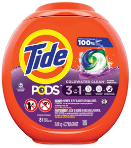 Tide Pods, Spring Meadow, 81 Pods/Tub, 4 Tubs/Case