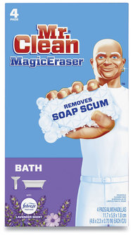 Mr. Clean® Magic Eraser Bath Scrubber. 4.6 X 2.3 in. Lavender scent. White. 4/pack.
