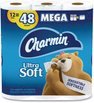 Charmin® Ultra Soft Bathroom Tissue, Septic Safe, 2-Ply, White, 4 x 3.92, 244 Sheets/Roll, 12 Rolls/Pack, 4 Packs/Carton