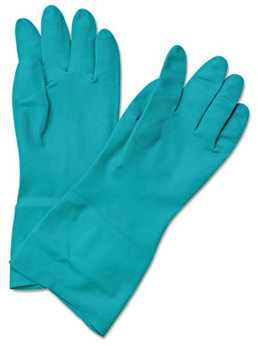 Boardwalk® Flock-Lined Nitrile Gloves. Size Small. 15 mil. 13 in. Green. 1 dozen/case.