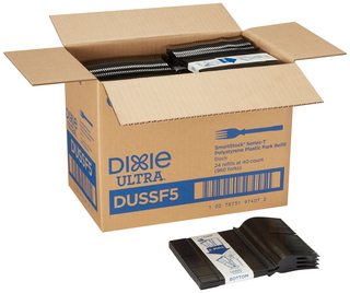 GP Pro Dixie Ultra® Smartstock® Series-T Polystyrene Plastic Fork Refill. Black.