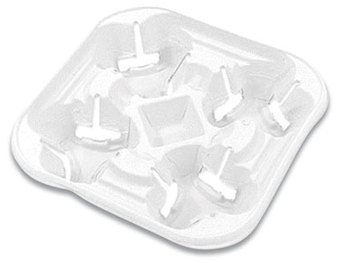 StrongHolder Molded Fiber Cup Tray, 8 oz to 22 oz, Four Cups, White, 300/Carton