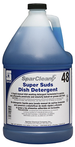 SparClean® Super Suds 48 Dish Detergent. 1 gal. Blue. Clean scent. 4 bottles/case.
