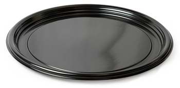 Platter Pleasers Thermoform Vintage Round Trays. 16 in. Black. 25 trays/case.