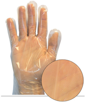 Clear Polyethylene/Cast Polyethylene Embossed Glove, Large Size, 100/Box, 1,000/Case