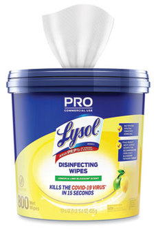 LYSOL® Brand Professional Disinfecting Wipe Bucket, 6 x 8, Lemon and Lime Blossom, 800 Wipes/Bucket, 2 Buckets/Carton
