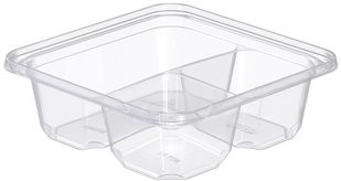 Dart SBTG3W TamperGuard 6.3 Square 24 oz. 3-Compartment Snack Box