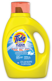 Tide® Simply Clean & Fresh™ HE Liquid Laundry Detergent, Refreshing Breeze, 64 Loads, 92 oz Bottle, 4/Case