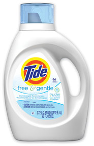 Tide® Free & Gentle™ Liquid Laundry Detergent, 64 Loads, 92 oz Bottle, 4/Case