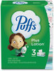 A Picture of product PGC-39363 Puffs® Plus Lotion™ Facial Tissue. 2-Ply. White. 124 tissues/box, 3 boxes/pack, 8 packs/carton.