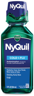 Vicks® NyQuil™ Cold & Flu Nighttime Liquid, 12 oz Bottle, 12/Carton