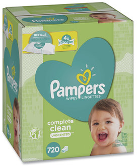 Pampers® Complete Clean™ 1-Ply Baby Wipes. Unscented. 72 wipes/pack, 10 packs/carton.