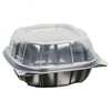 A Picture of product INO-29218 InnoPak 1 Cell Rigid Hinged Carry Out Containers. 6 X 6 X 3.18 in. Black and Clear. 171/case.
