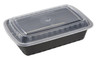 A Picture of product ACR-TGCS32B AmerCareRoyal Rectanglular Polypropylene To-Go Containers with Lids. 32 oz. 8 3/4 X 6 X 1 4/5 in. Black and Clear. 150 sets/case.
