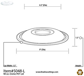 DOME PET LID - FITS 48 OZ. SALAD BOWL