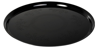 Platter Pleasers Supreme Round Trays. 12 in. Black. 25 trays/case.
