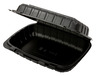 A Picture of product ACR-MFHL9631CB AmerCareRoyal Mineral Filled Polypropylene Hinged Lid Containers. 9 X 6 X 3 in. Black. 200/case.