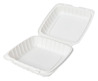 A Picture of product ACR-MFHL9931CW AmerCareRoyal Mineral Filled Polypropylene Hinged Lid Containers. 9 X 9 X 3 in. White. 150/case.
