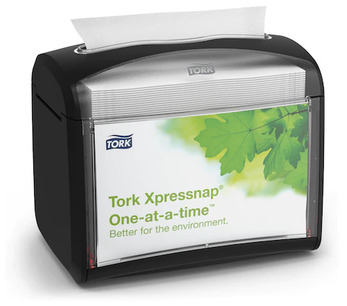 Tork® Xpressnap Tabletop Napkin Dispensers. 6.7 X 7.9 X 5.6 in. Black. 4 dispensers/case. ** Must order by the case**