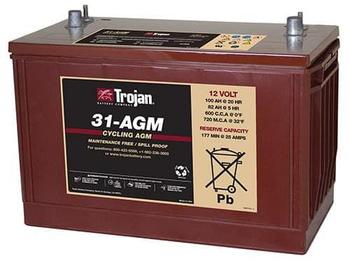 Trojan Battery Company Motive 31-AGM Deep-Cycle Motive AGM Battery. 12V. 12.80 X 6.81 X 9.37 in. Maroon.