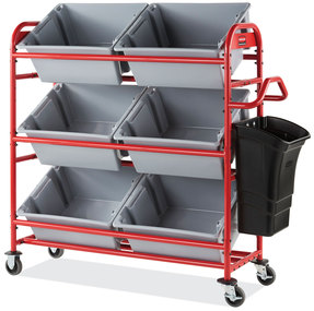Rubbermaid® Commercial Tote Picking Cart, Metal, 3 Shelves, 450 lb Capacity, 57" x 18.5" x 55", Red