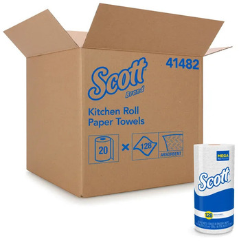 Scott® Kitchen Towel Rolls with Absorbency Pockets,  11 x 8 25/32, White, 128/Roll, 20 Rolls/Carton