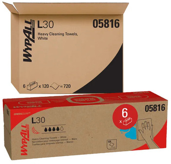 WypAll* L30 Wipers,  9 4/5 x 16 2/5, 120/Box, 6 Boxes/Carton
