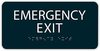 A Picture of product AMZ-ADAEE48BLK Emergency Exit Sign with Braille, ADA Compliant. 4 X 8 in. Black and White.