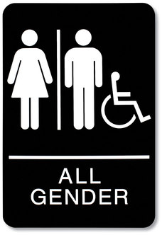 Headline® ADA Sign, All Gender/Wheelchair Accessible Tactile Symbol, Plastic, 6 x 9, Black/White