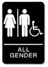 A Picture of product USS-9486 Headline® ADA Sign, All Gender/Wheelchair Accessible Tactile Symbol, Plastic, 6 x 9, Black/White