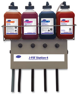 Diversey™ J-Fill Station 4 Chemical Dispenser, 2.5 L, Four Dispenser, 19 x 6.75 x 25.5, Stainless Steel