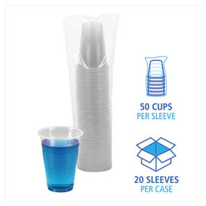 Boardwalk® Translucent Plastic Cold Cups, 16 oz, Polypropylene, 20 Cups/Sleeve, 50 Sleeves/Case