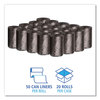 A Picture of product BWK-1717L Boardwalk® Low-Density Can Liners,  17 x 17, .35 Mil, 4 Gallon, Black, 50 Bags/Roll, 20/CT