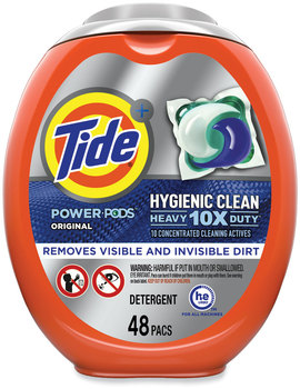 Tide® Hygienic Clean Heavy 10x Duty Power Pods, Original Scent, 81 oz Tub, 48 Pods/Tub, 4 Tubs/Case