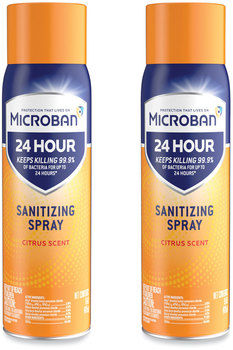 Microban® 24-Hour Disinfectant Sanitizing Spray, Citrus Scent, 15 oz Aerosol Spray, 2/Pack