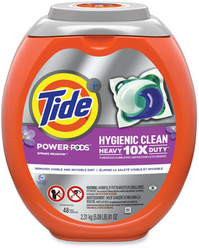 Tide® Hygienic Clean Heavy 10x Duty Power Pods, Spring Meadow Scent, 81 oz Tub, 48 Pods/Tub, 4 Tubs/Carton