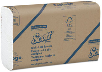 Scott® Multifold Narrow Width Paper Towels with Absorbency Pockets™. 8 X 9.4 in. White. 250 towels/pack, 16 packs/case, 4,000 towels/case.