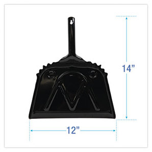 Boardwalk® Metal Dust Pan,  12" Wide, 2" Handle, Black