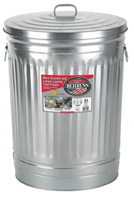 Behrens Galvanized Steel Garbage Can with Lid. 31 gal.