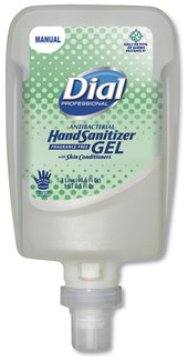 Dial® Professional Antibacterial Gel Hand Sanitizer Refill for FIT Manual Universal Dispenser, 1.2 L, Fragrance-Free, 3/Carton