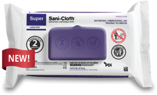 Sani Professional Super Sani-Cloth Disposable Germicidal Wipes. 8;2 X 9;8 in. 80 wipes/SoftPack, 9 SoftPacks/case.