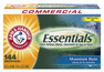 A Picture of product 965-182 Arm & Hammer® Essentials Dryer Sheets, Mountain Rain, 144 Sheets/Box, 6 Boxes/Carton.
